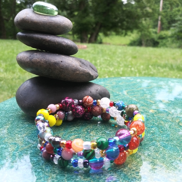 AGATE HOWLITE Crystals Gemstone Bracelet Handmade Beaded Festival Gift Beads - Picture 12 of 17